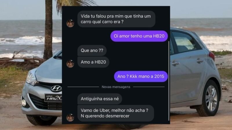 Hatch da Hyundai é esnobado em date: “vamo de Uber”, e o print reacende o debate sobre o HB20 2015