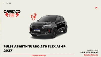 Ofertas Fiat: Pulse Abarth Turbo 270 2027 é vendido por R$ 139.990