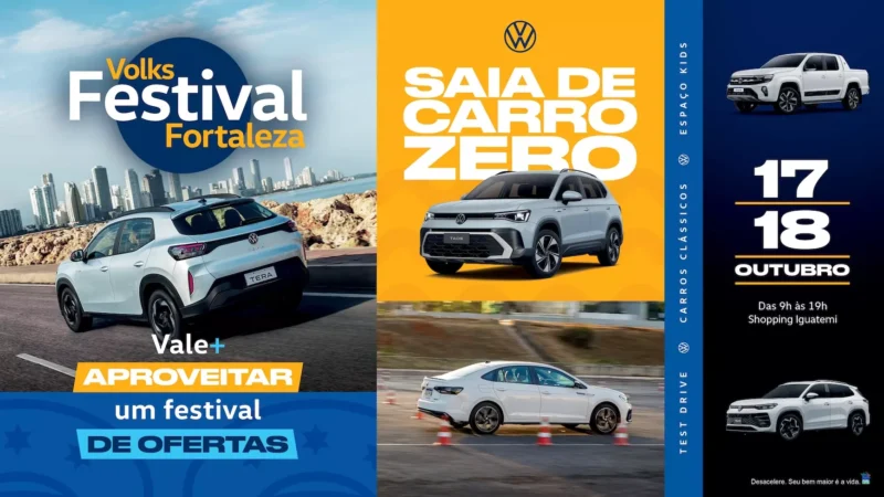 Volkswagen realiza Volks Festival 2026 em Fortaleza neste fim de semana com test drives e ofertas